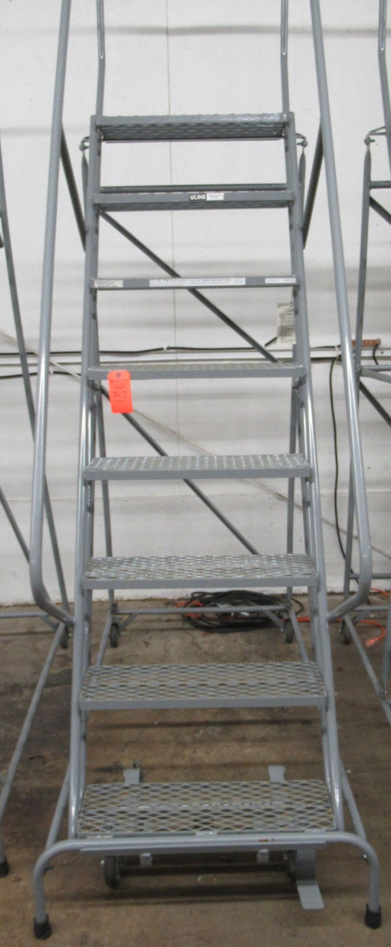 Uline H-1084-10 8 Step Rolling Safety Ladder 80" Platform Height