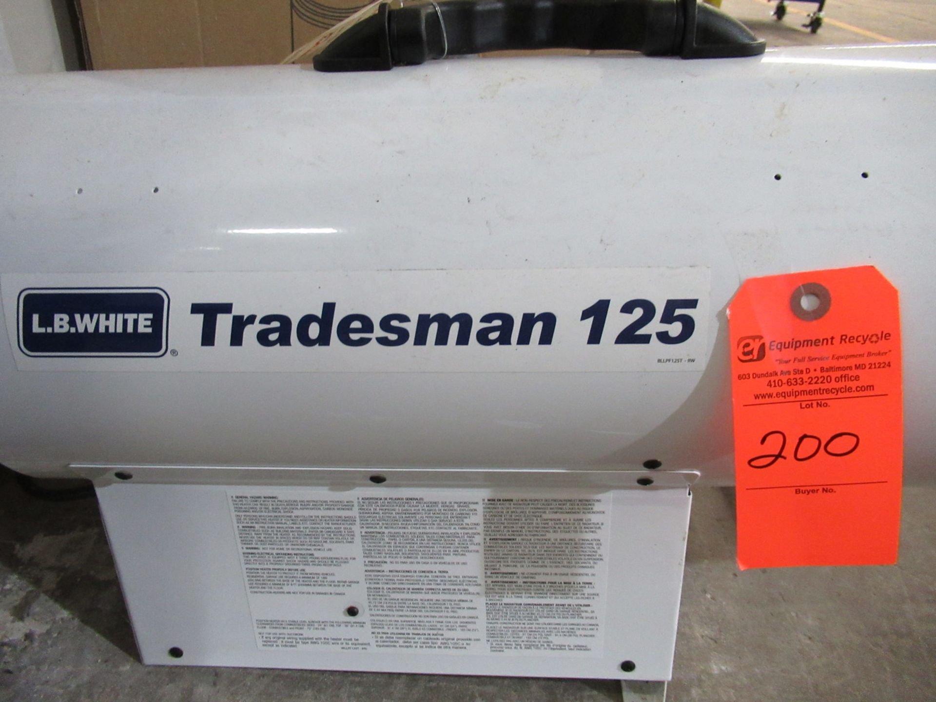L.B. White Tradesman 125 Forced Air Heater - Image 4 of 4