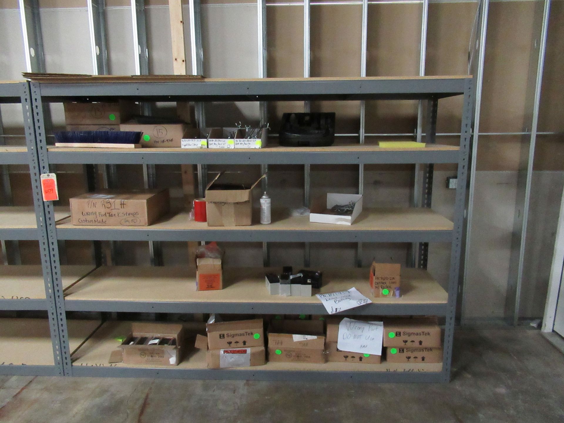 Shelf Contents ONLY. Fuel Tank Straps, GE Headlight Systems, Handbrakes, Batteries, and more!
