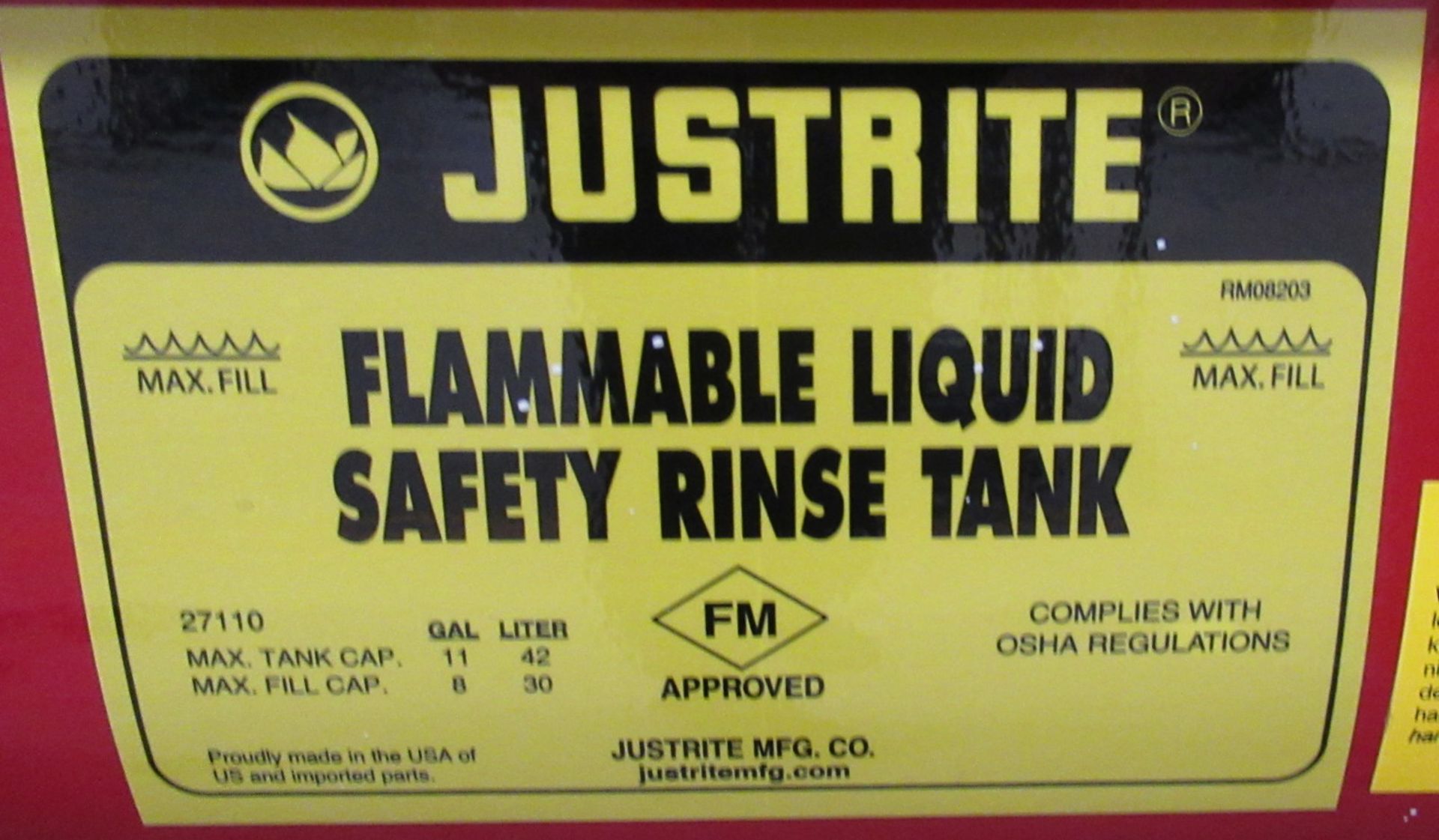 Justrite Flammable Liquid Rinse Tank & Apron 11 Gallon - Image 3 of 3