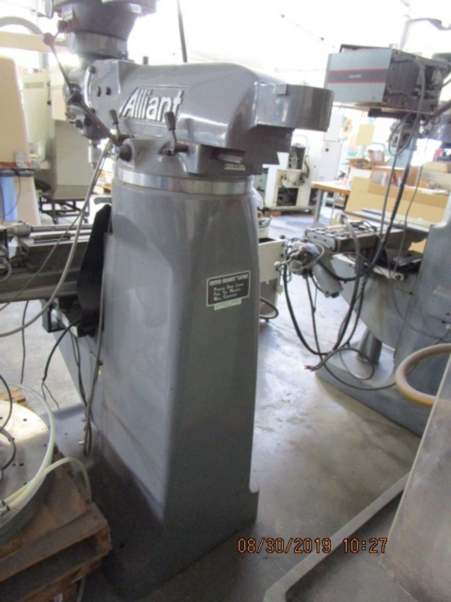 15 - ALLIANT 9" x 42" 42S VERTICAL MILL / COREDRILL MOD.42S-VARIABLE SPEED SPINDLE - Image 11 of 14