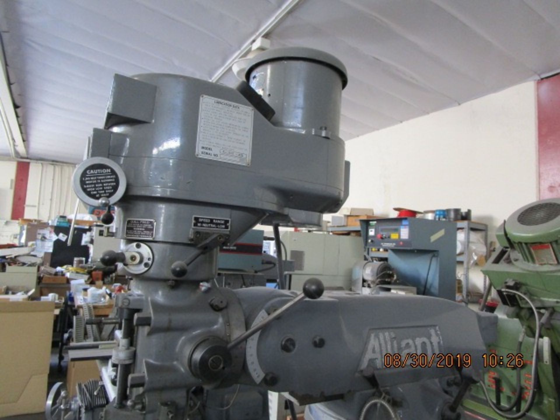 15 - ALLIANT 9" x 42" 42S VERTICAL MILL / COREDRILL MOD.42S-VARIABLE SPEED SPINDLE - Image 5 of 14