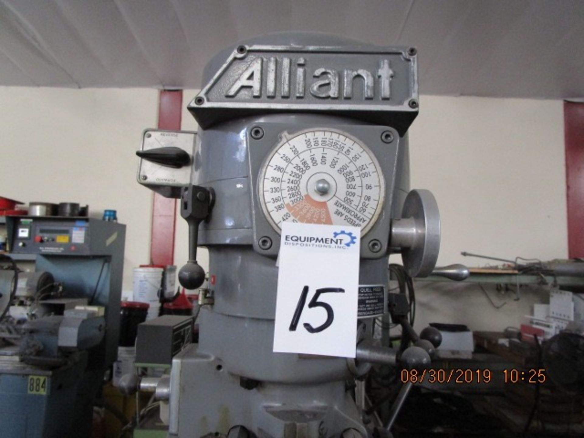 15 - ALLIANT 9" x 42" 42S VERTICAL MILL / COREDRILL MOD.42S-VARIABLE SPEED SPINDLE - Image 2 of 14