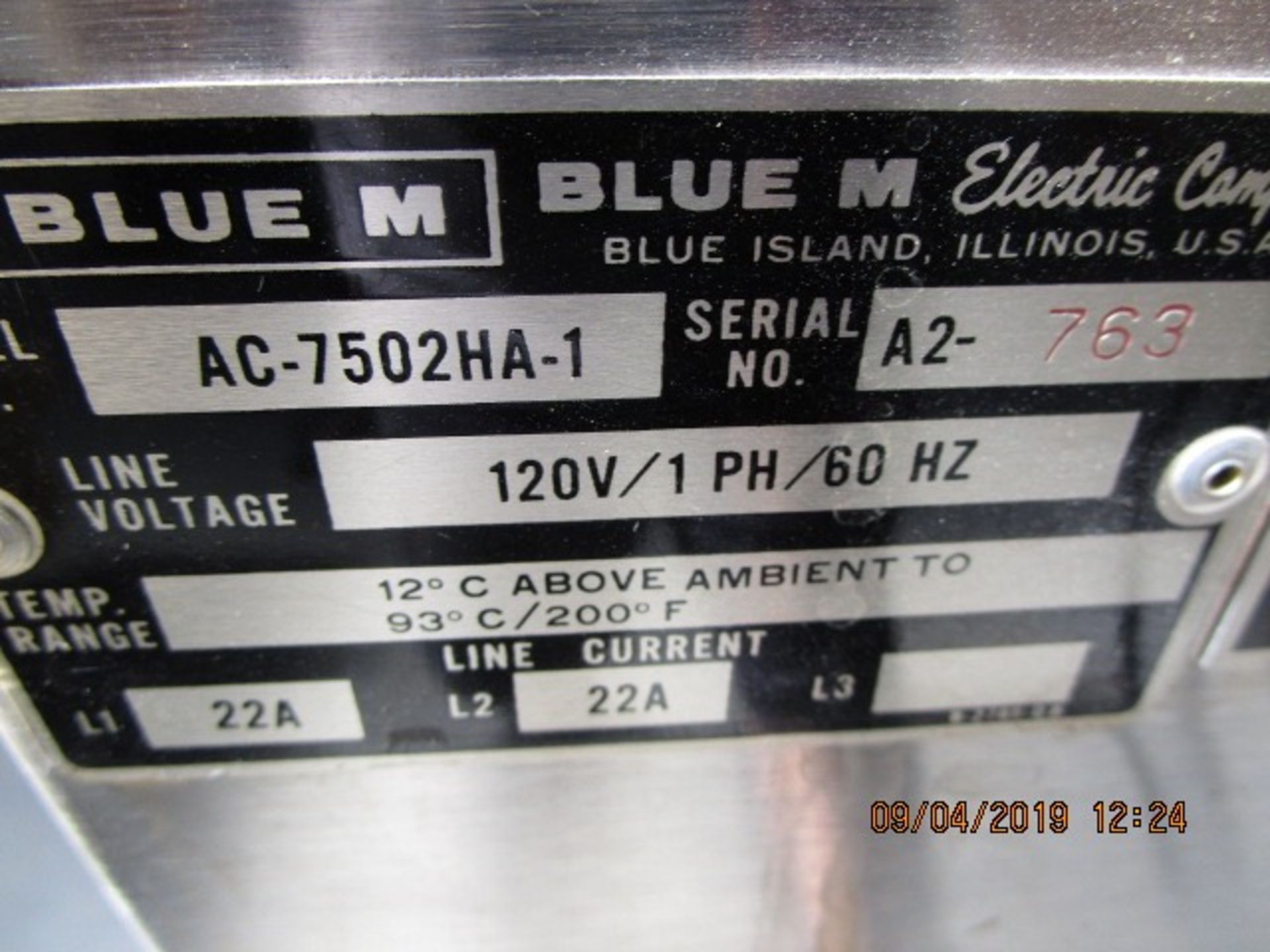 43 - BLUE M AC-7502HA-1 ENVIROMENTAL TEST CHAMBER - Image 9 of 9