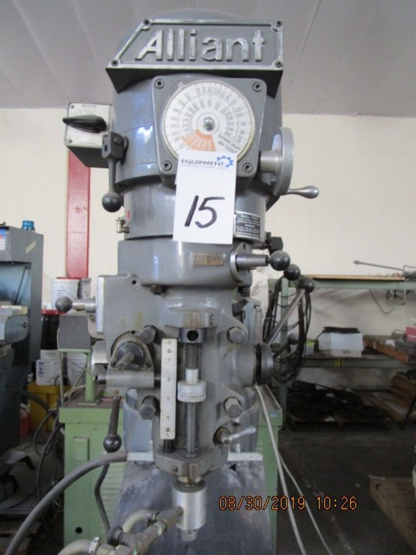15 - ALLIANT 9" x 42" 42S VERTICAL MILL / COREDRILL MOD.42S-VARIABLE SPEED SPINDLE - Image 3 of 14