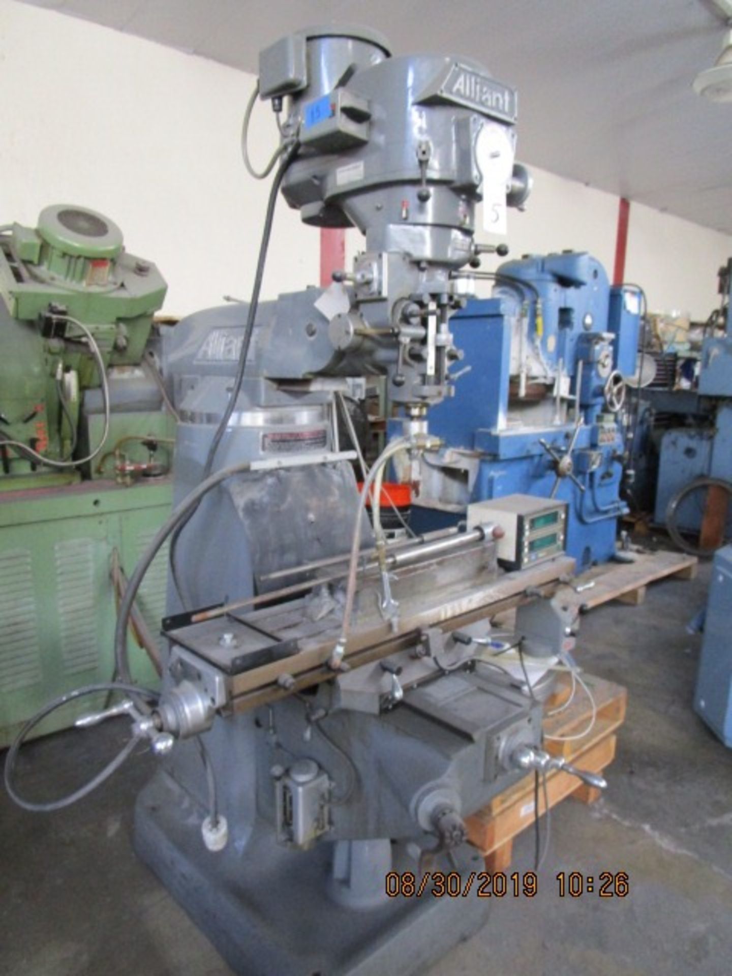 15 - ALLIANT 9" x 42" 42S VERTICAL MILL / COREDRILL MOD.42S-VARIABLE SPEED SPINDLE - Image 9 of 14