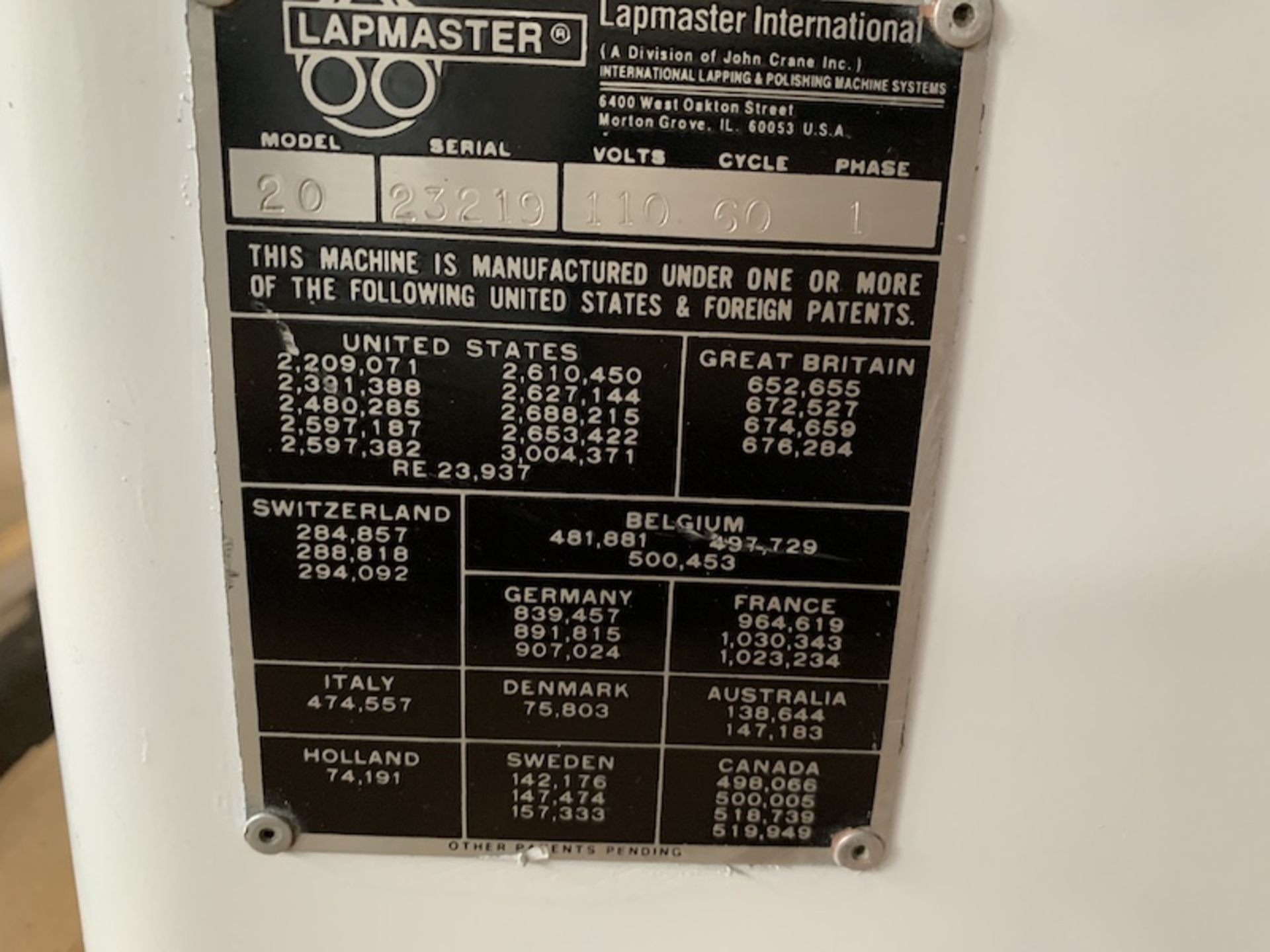 18 - 20" LAPMASTER VARIABLE SPEED POLISHER - W/ALUMINUM PLATE W/PUMP - Image 6 of 17