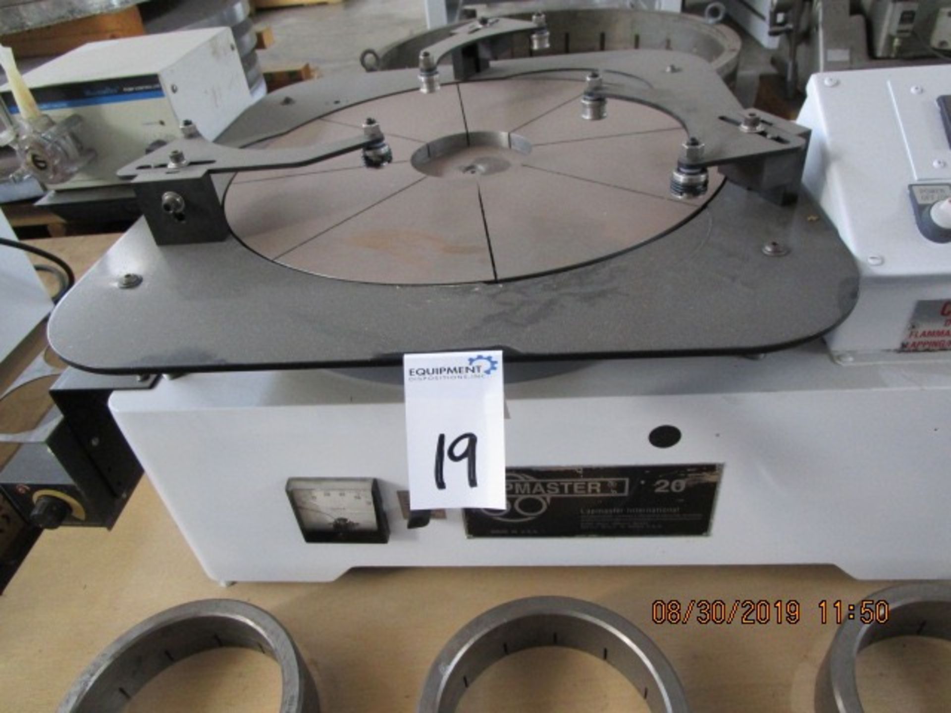 19 - 20" LAPMASTER VARIABLE SPEED LAPPER W/NEW LAP PLATE & 3 RINGS - W/PUMP - Image 4 of 12