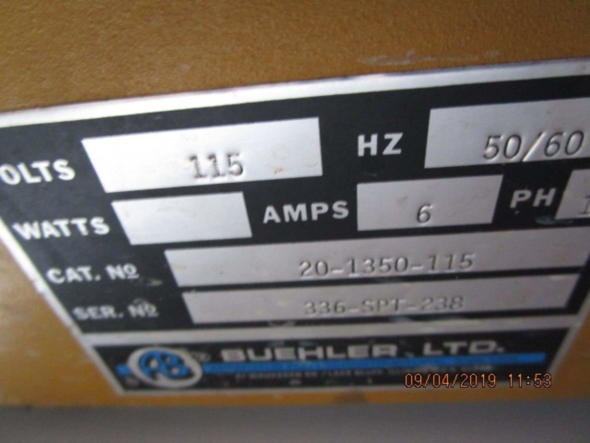 42 - BUEHLER 20-1350-115 SPEED PRESS II, 115V, 50HZ, 6A, SN 336-SPT-238 - SAN CARLOS - Image 8 of 8