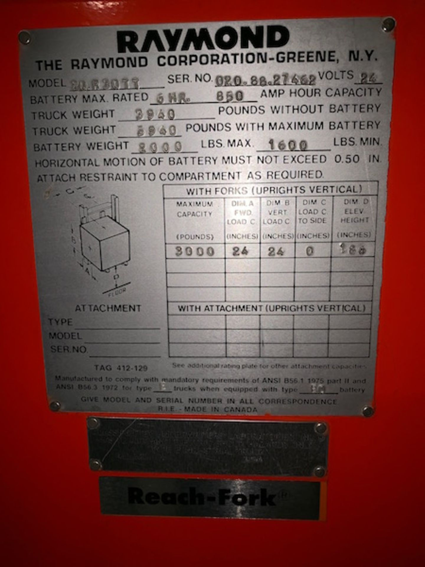 Raymond Model 20.R 30TT Electric Standup Forklift - Image 3 of 9