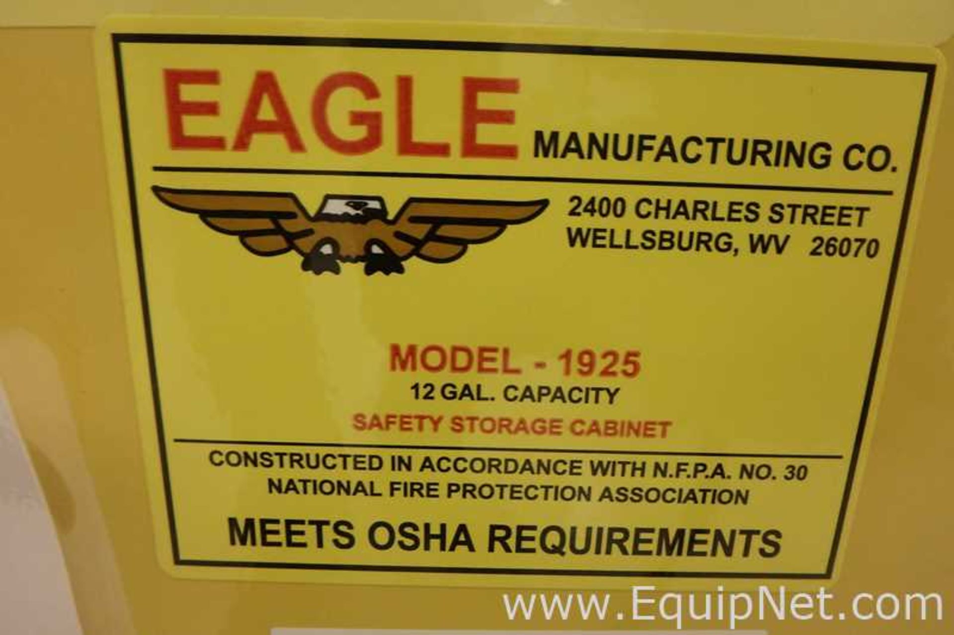 Eagle 1925 Flammable Storage Cabinet - Image 4 of 4