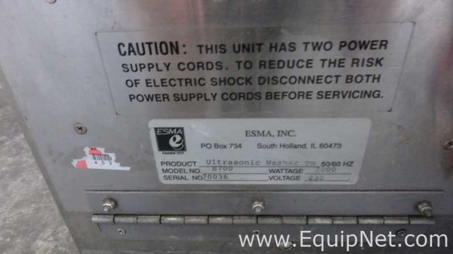 ESMA Inc. E700 Ultrasonic Cleaning System with E997 30Gal Heated Storage Tank - Image 10 of 26