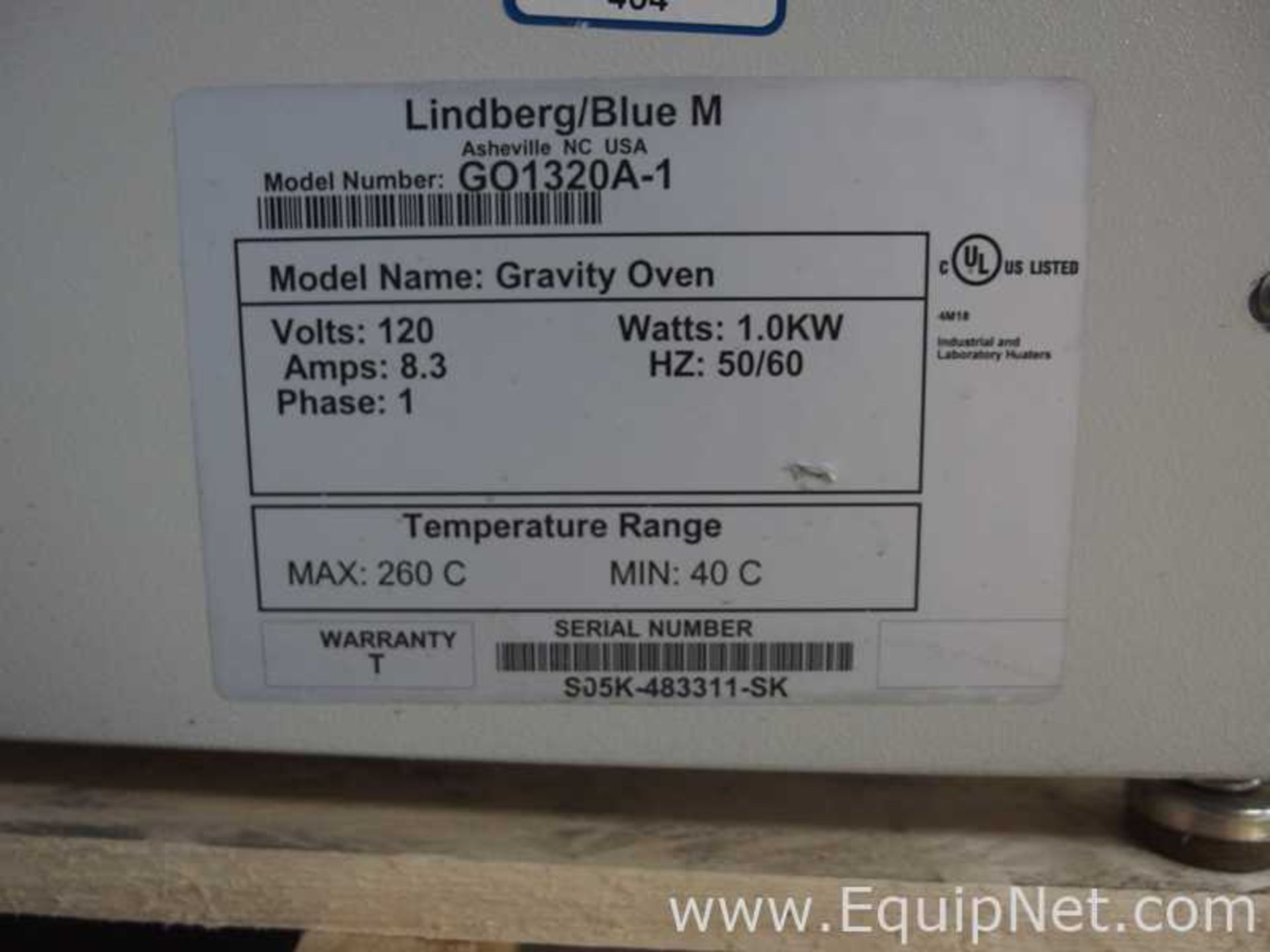 Lindberg Blue M GO1320A-1 Gravity Oven - Image 8 of 8