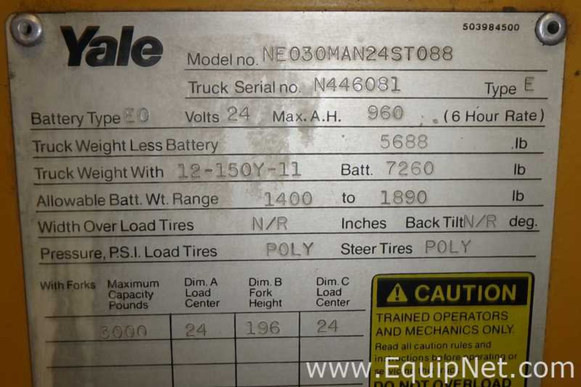 Yale NE030MAN24ST088 Battery Operated Stand-Up Forklift - Image 9 of 11