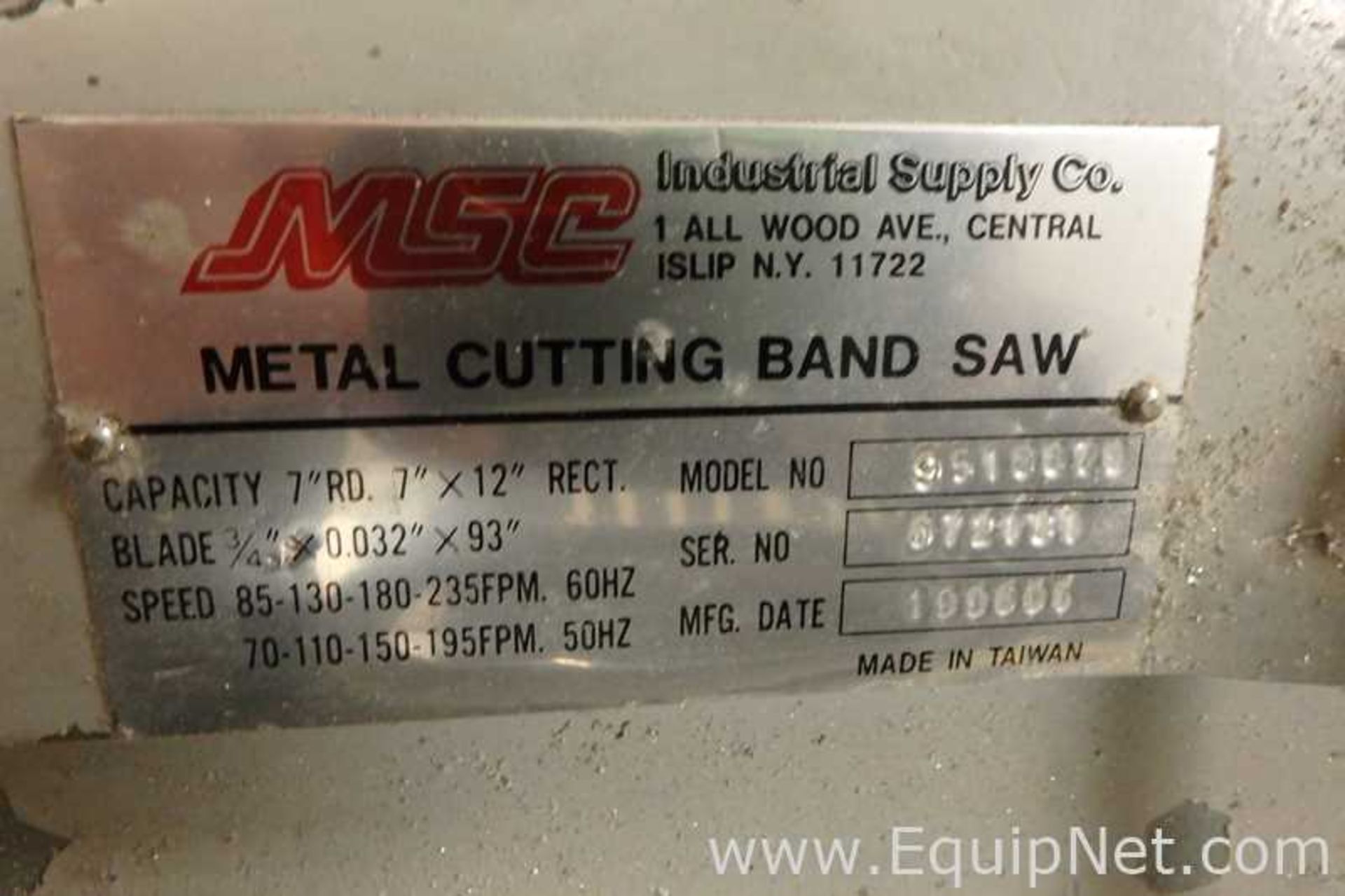 MSC Model 9518879 Horizontal Metal Cutting Band Saw - Image 5 of 5