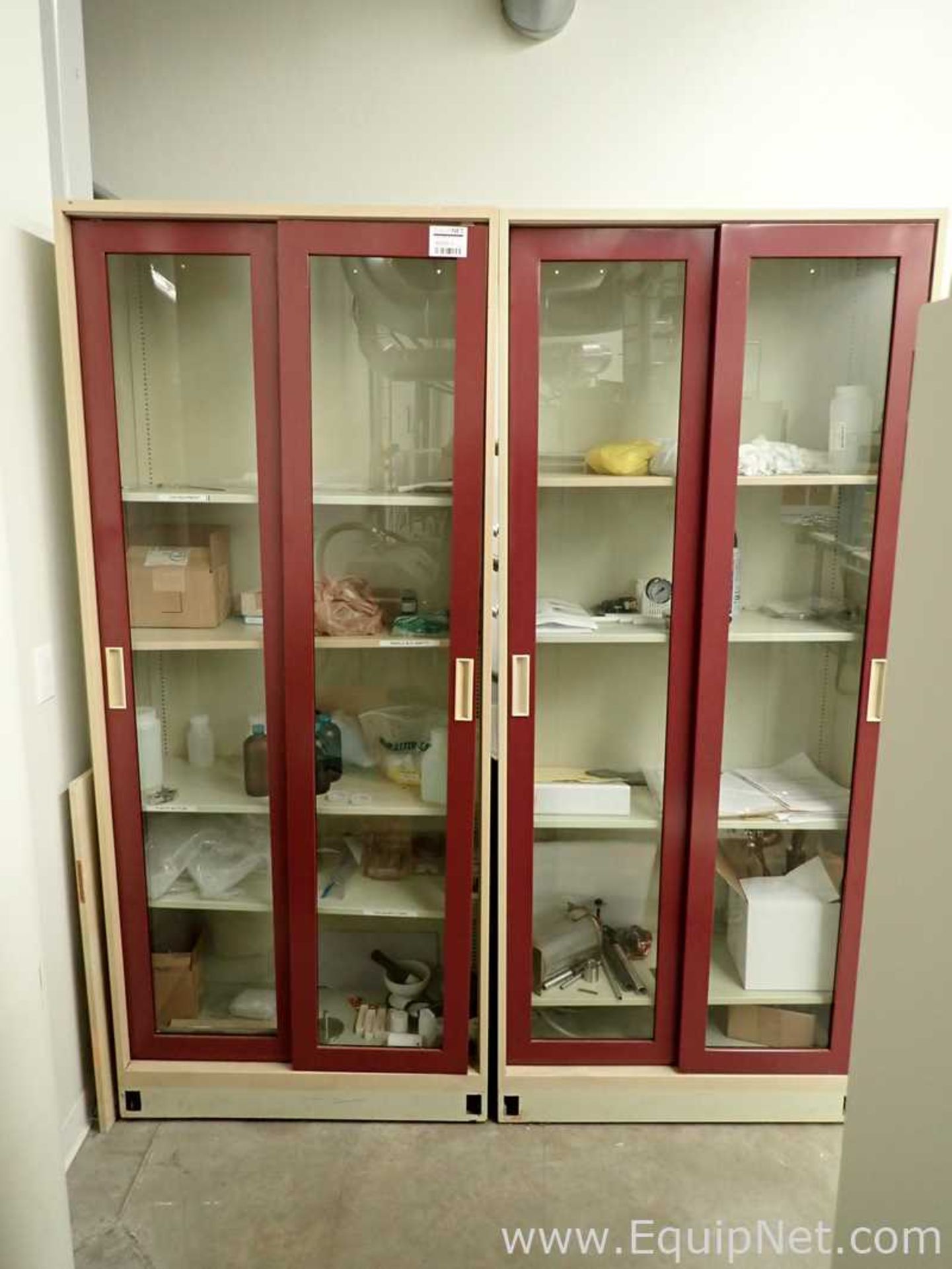 Lot of 2 Hamilton Glass Front 2 Door Storage Cabinets