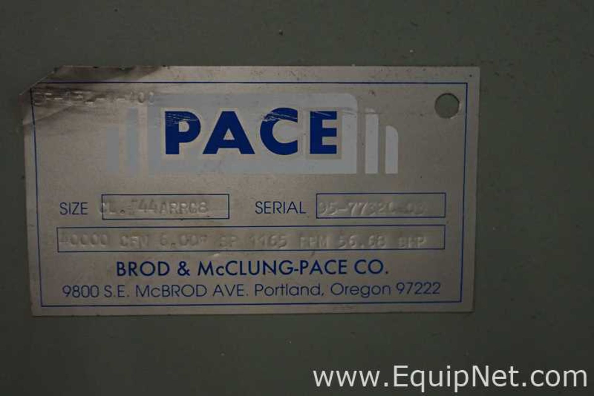 Pace Company CL 44ARRG8 General Air Handler Fan and Motor - Image 53 of 54