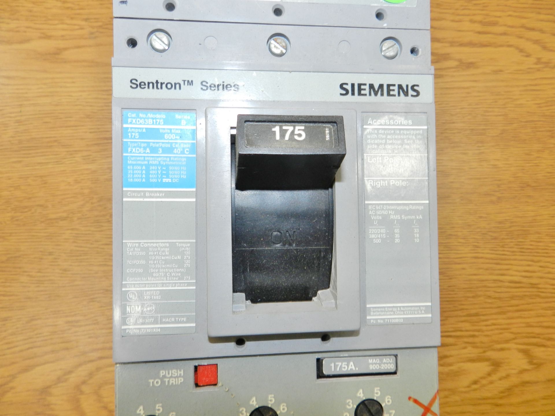 Lot of 10 Siemens Breakers (175A-800A)