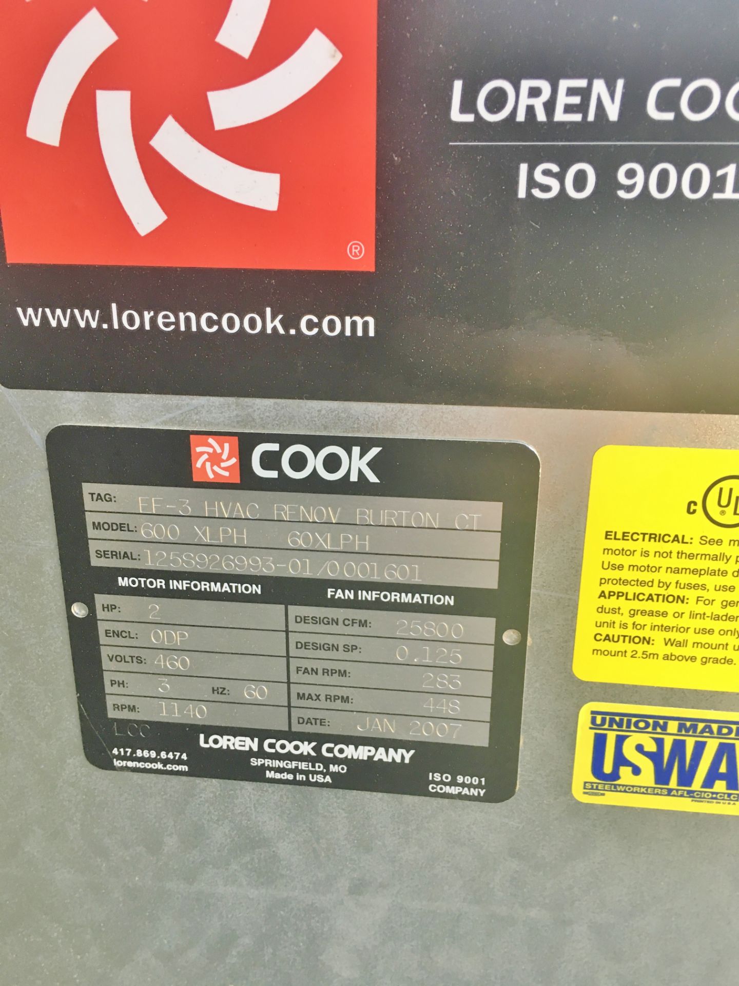 Loren Cook 60XLPH Propeller Wall Fan 25,800 CFM - Image 4 of 4