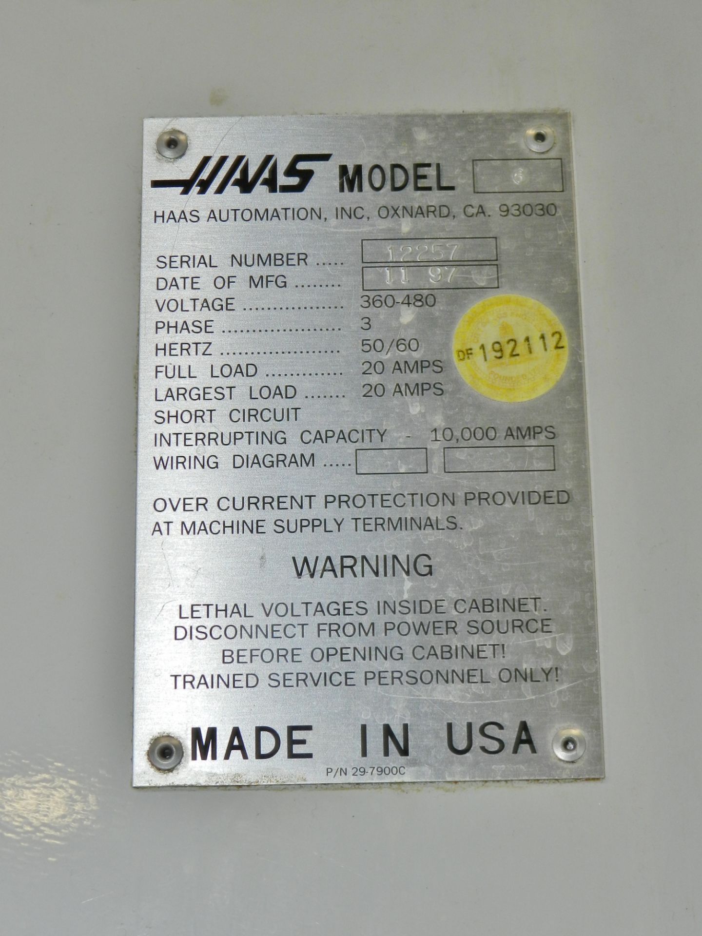 HAAS VF-6 CNC Vertical Machining Center, 7500RPM Spindle Renishaw Probe - Image 5 of 9