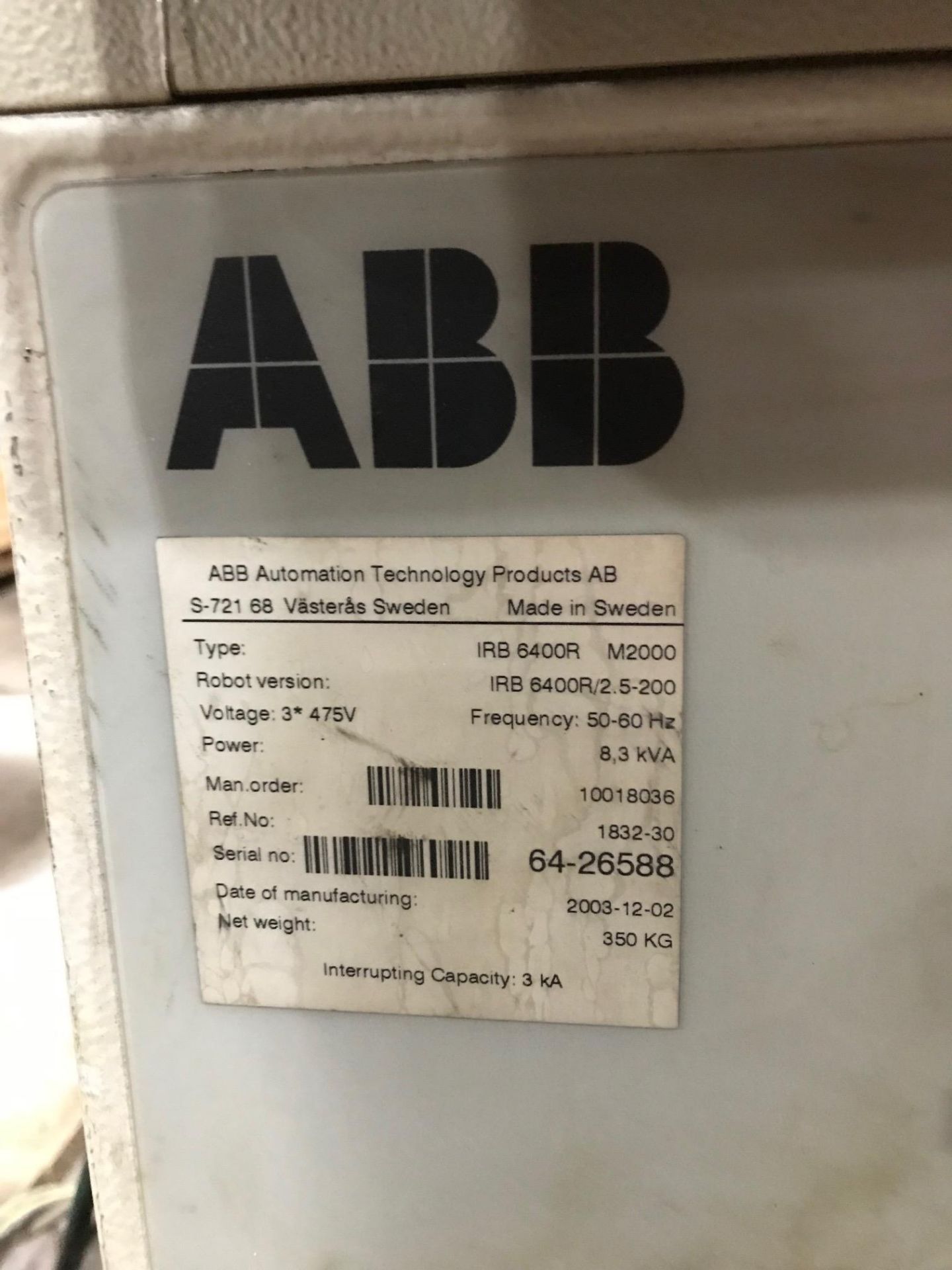 Lot of 2 2003 to 2005 - ABB - IRB6400R M2000 2.5-150 - S4C+ Controller Reserve is at $6000 - Image 6 of 6