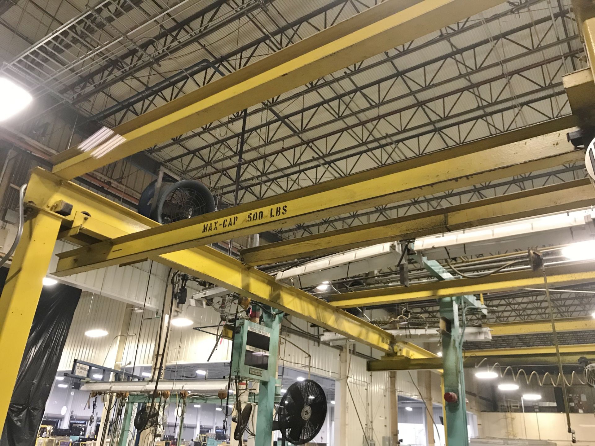 1000 lb Free Standing Bridge Crane w Hoists - Image 4 of 9