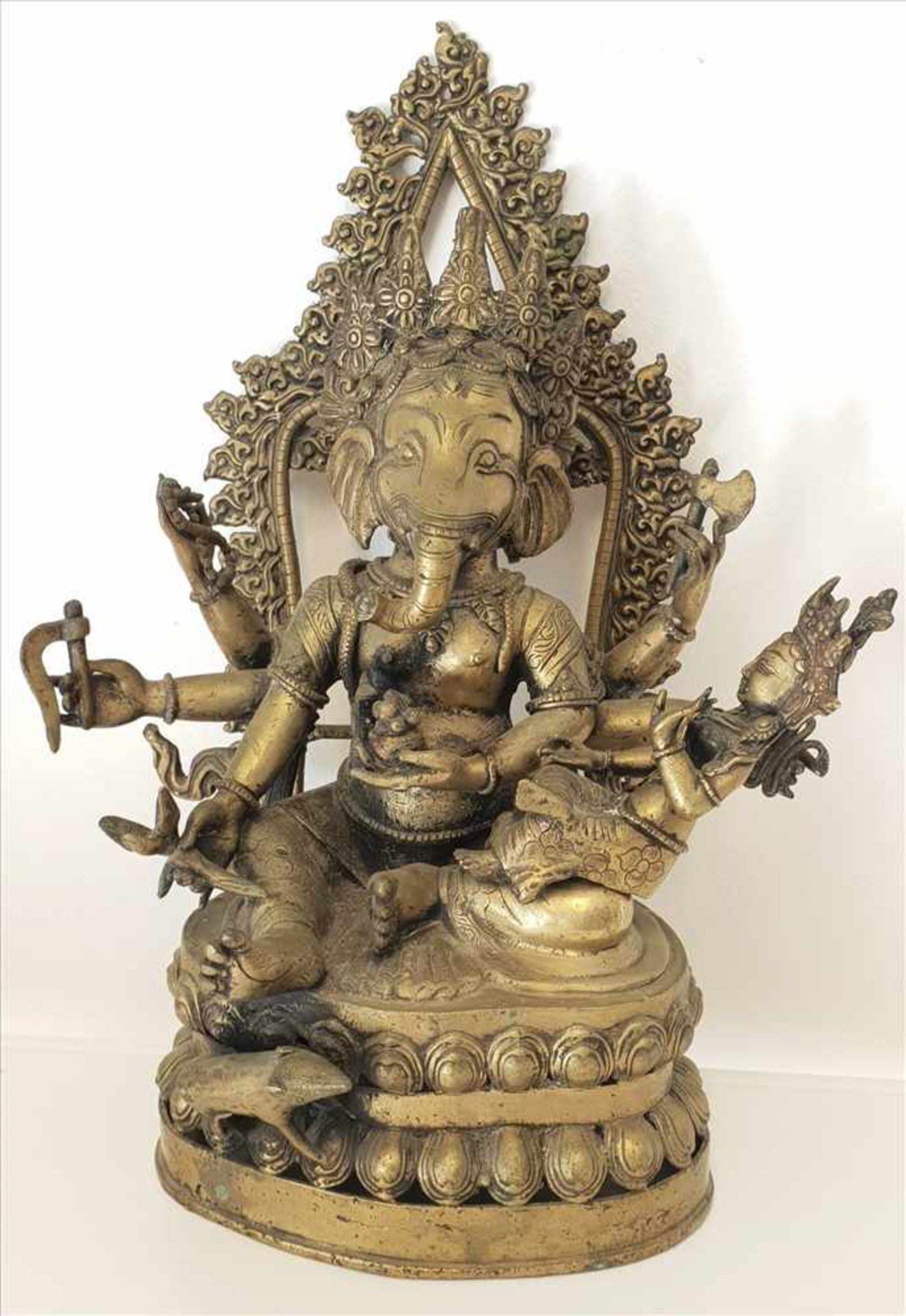 Ganesha , Hinduismus Gottheit , Statue Bronze/ Messing, Asien, Höhe ca. 36 cm , gewicht ca. 4835