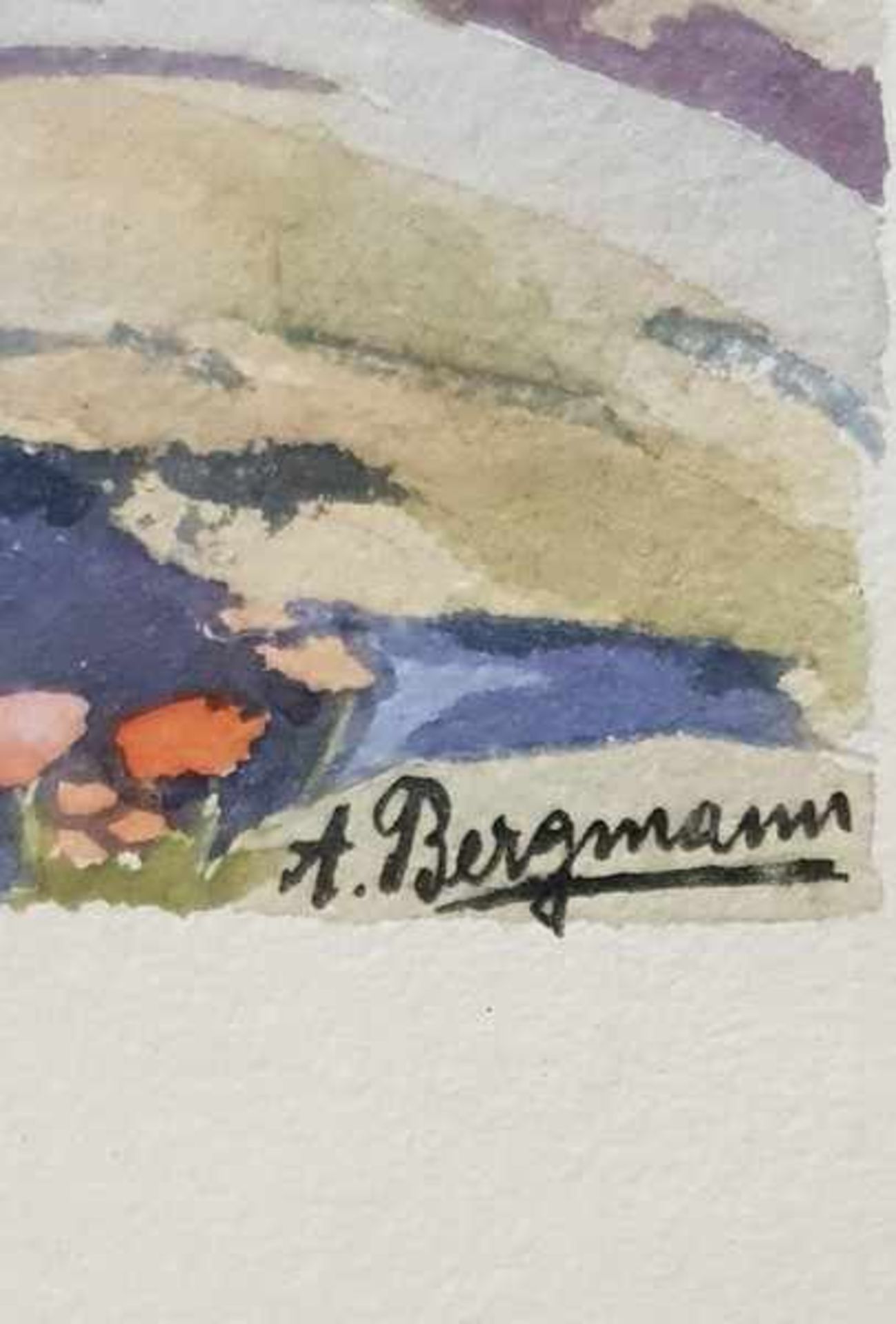 Gebirgsmassiv,Aquarell auf Papier, signiert: A. Bergmann, gerahmt, 44,53,5cm - Image 2 of 2