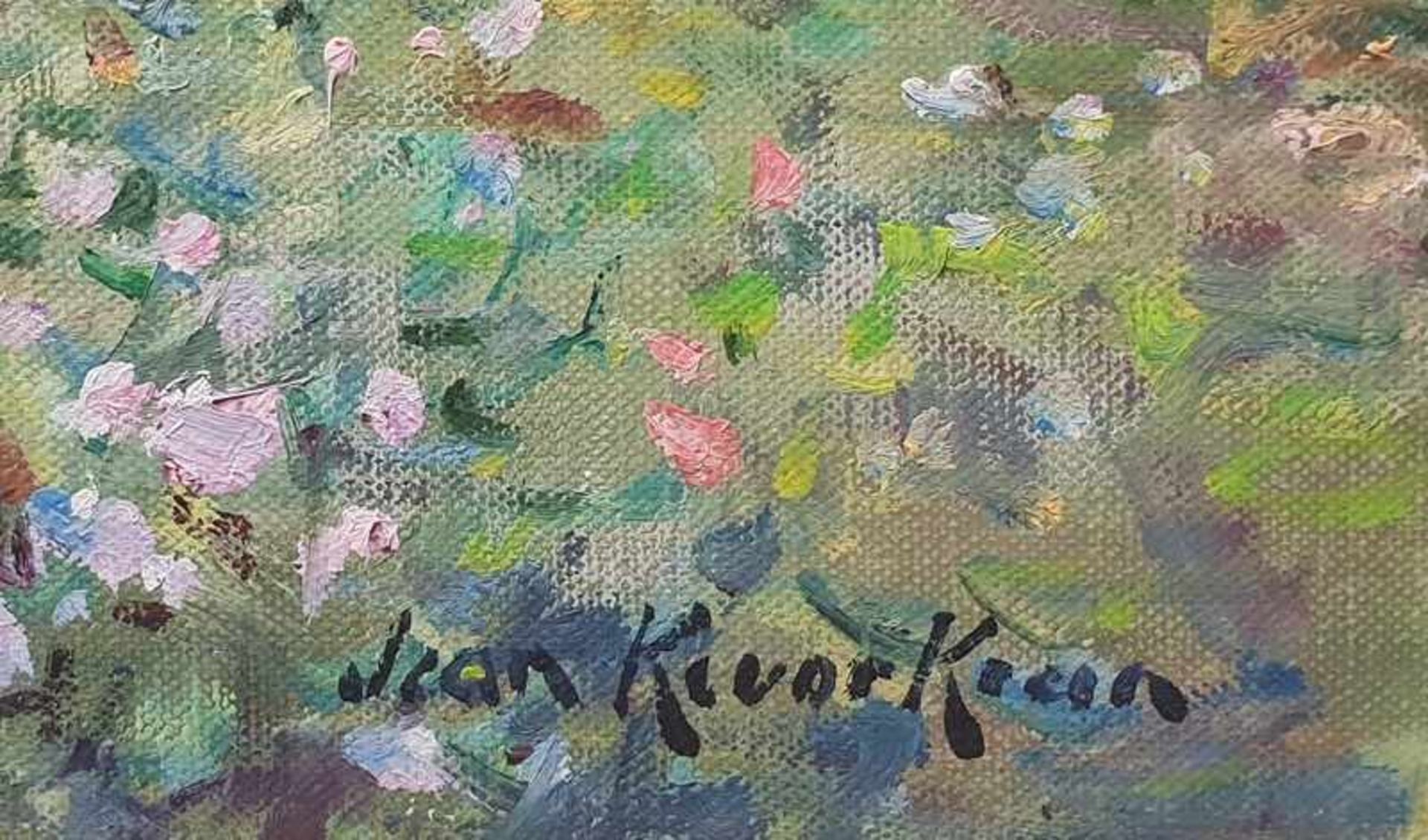 Jean Kevorkian Jardin fleuri Öl auf Leinwand, rechts unten singniert, rückseitig Atelierstempel Jean - Image 2 of 3