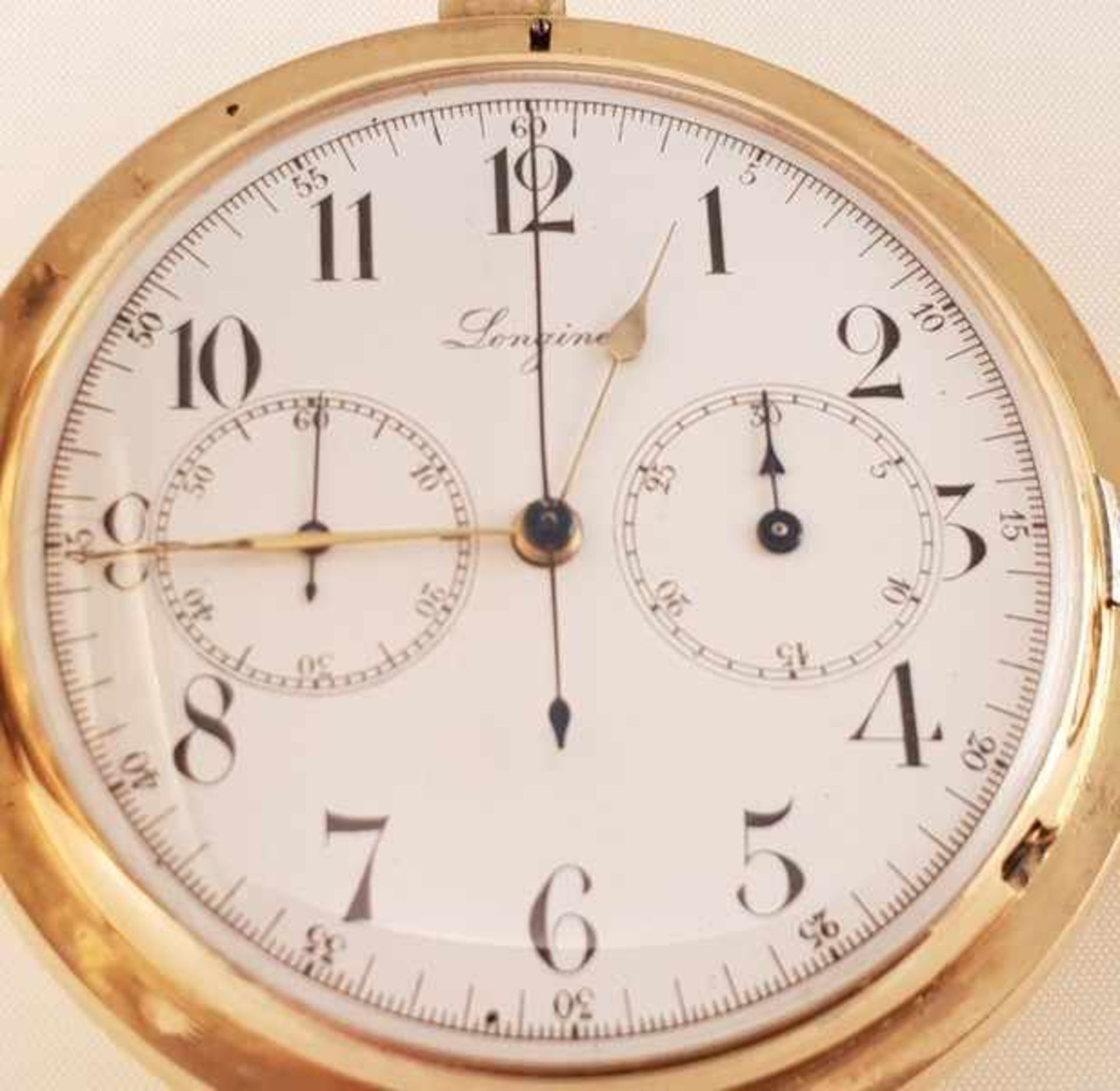 Seltene Longines Beobachtungsuhr, Gold 750, Stoppfunktion, 60 Sekunden, 30 Minuten, Gehäuse/Werknr.: - Bild 2 aus 5