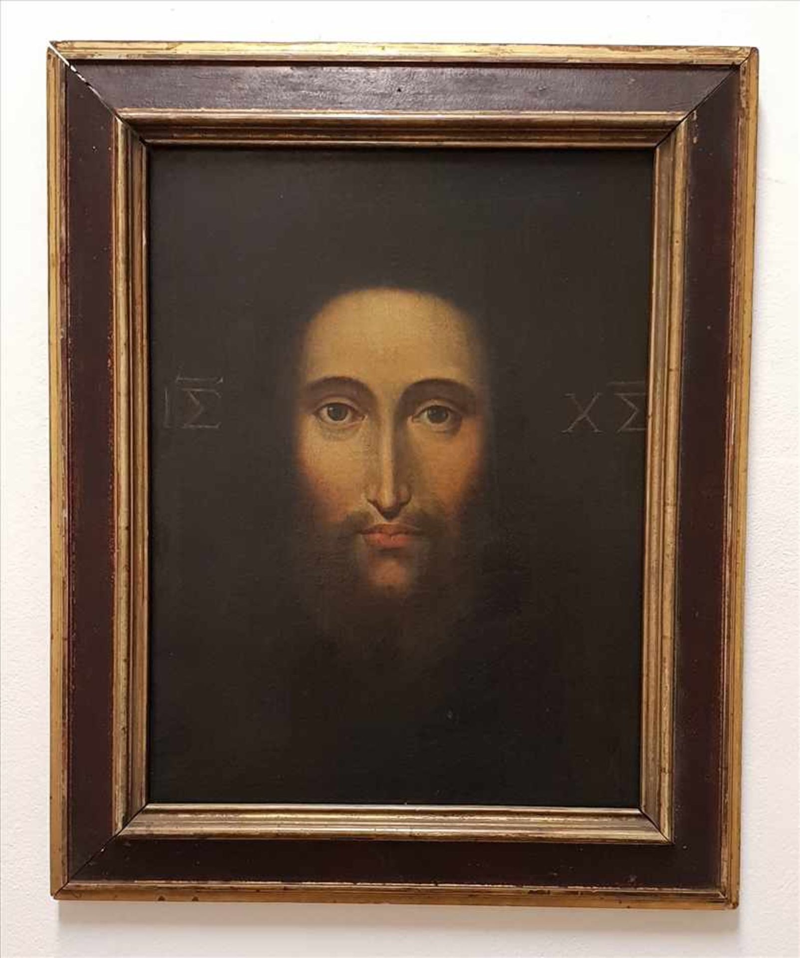 Jesus Christus , 18.Jhd. , unsigniert, Öl auf Leinwand, doubliert, 33,5 x 25 cm, verschmutzt,