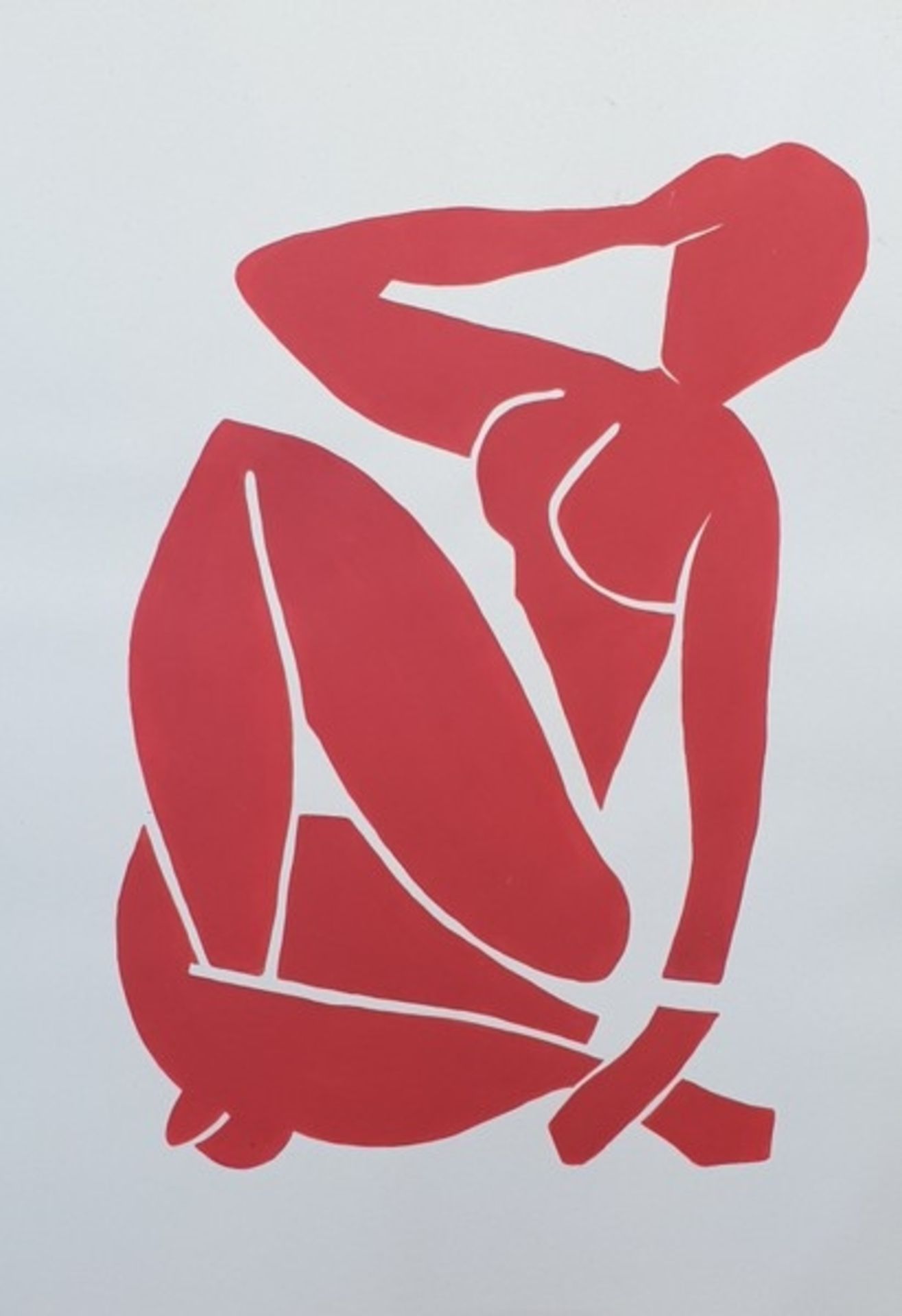 Nach Henri Matisse "Roter Akt" Rote Farbe auf Papier( nach dem Original von 1952), gerahmt,68x48cm