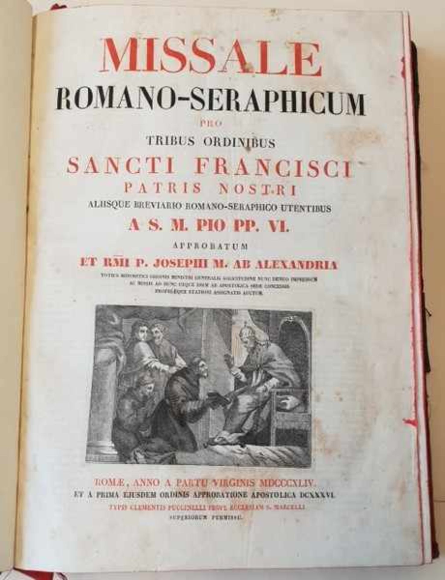 Missale Romano-Seraphicum pro Tribus Ordinibus Sancti Francisci , 1842,Altersgemäßer Zustand, - Image 2 of 5