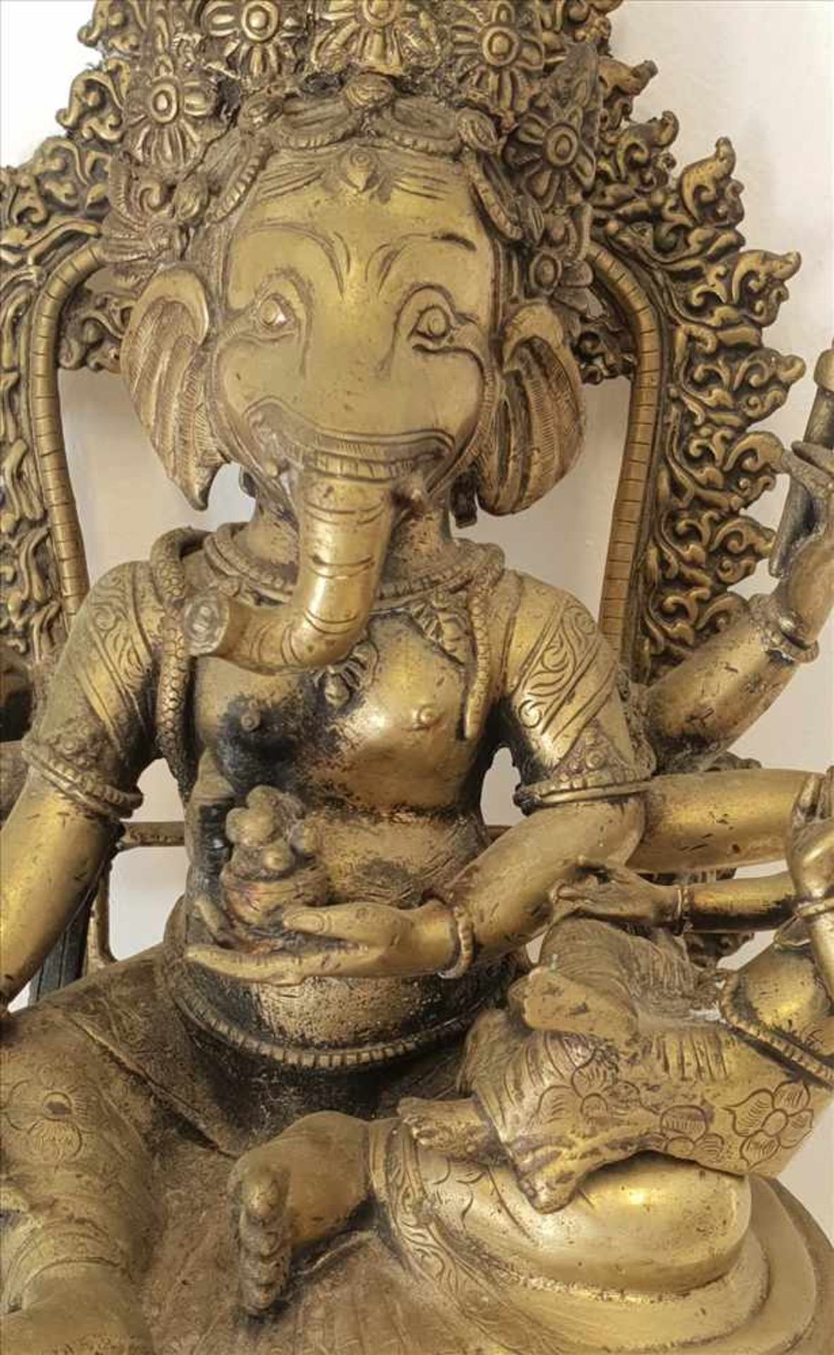 Ganesha , Hinduismus Gottheit , Statue Bronze/ Messing, Asien, Höhe ca. 36 cm , gewicht ca. 4835 - Image 2 of 5