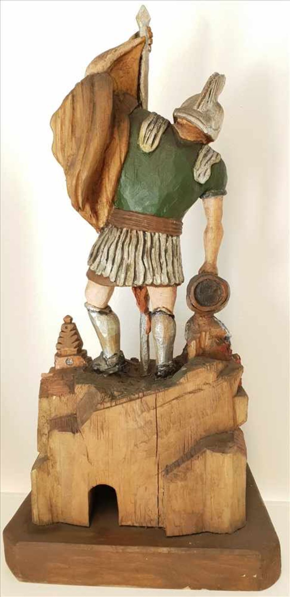 Heiliger Florian , Holz geschnitzt, Monogramm: TB (Toni Baumgartner?), Höhe: 52,5cm - Bild 3 aus 3