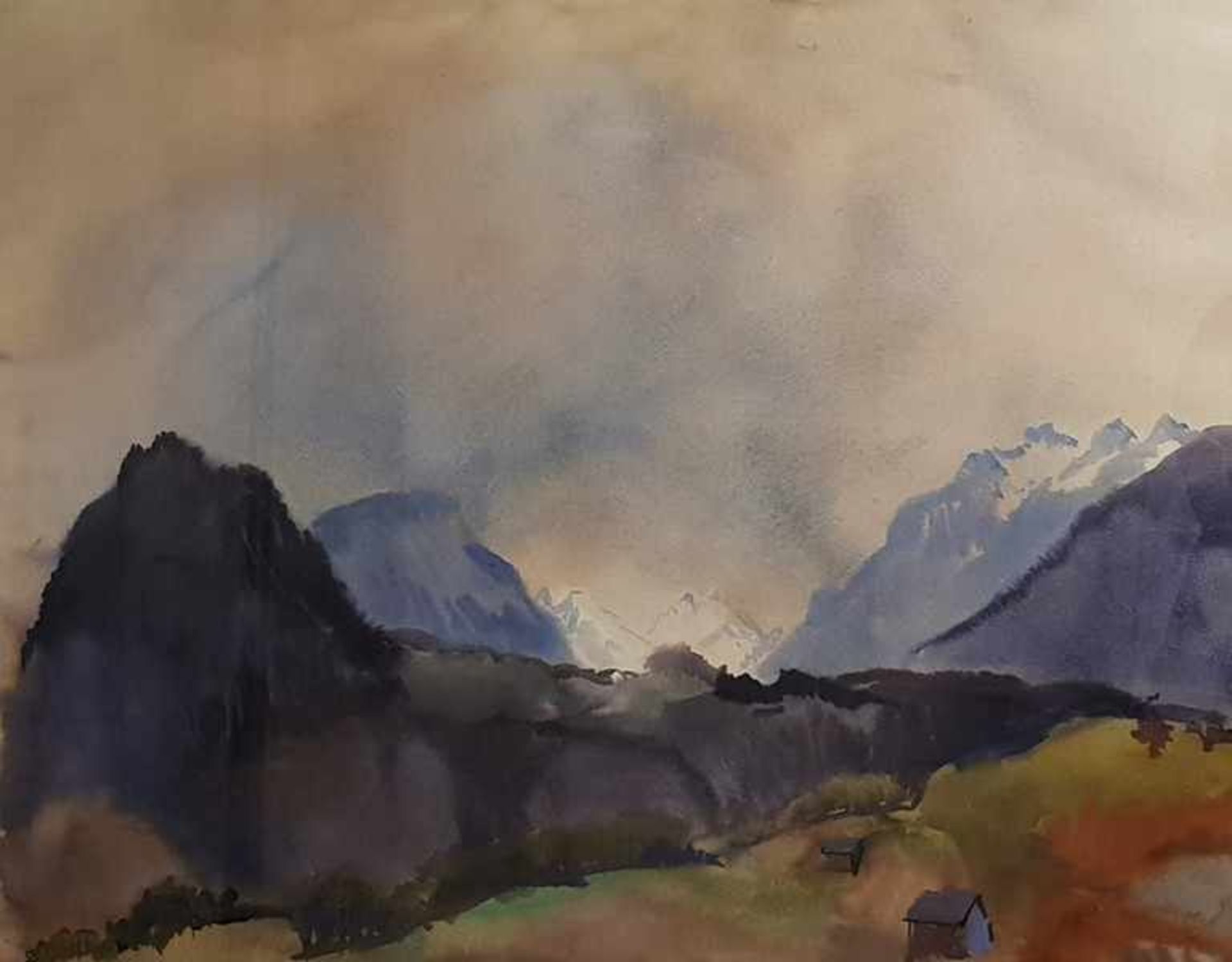 WIDMOSER Josef (Heimenkirch/Bayern 1911-1991 Innsbruck) , Bei Barwies/Mieminger Plateau , Aquarell