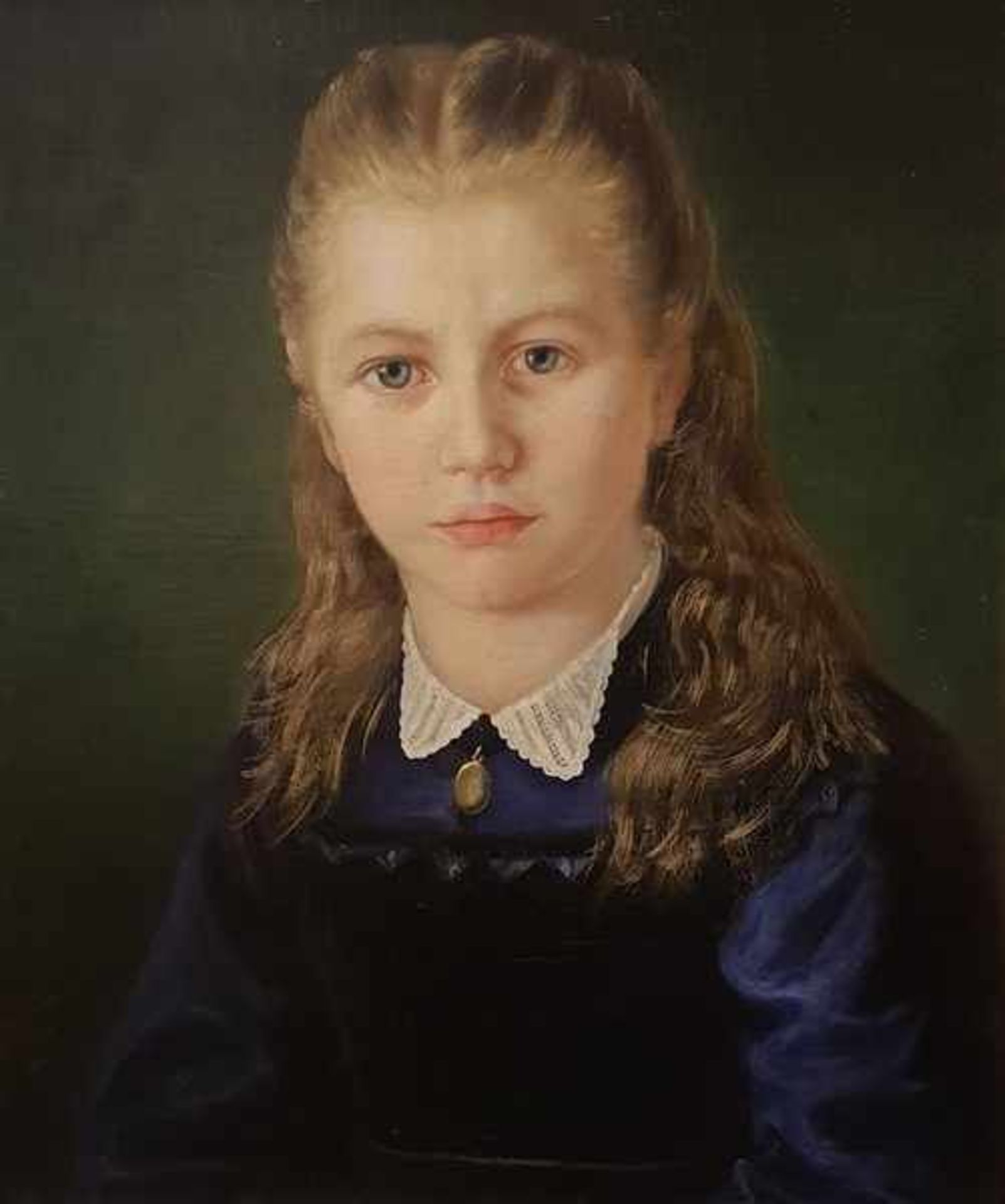 Bildnis einer Jungen Dame, signiert, 1873 , Öl auf Holz, Maße: 44x37cm, Gerahmt