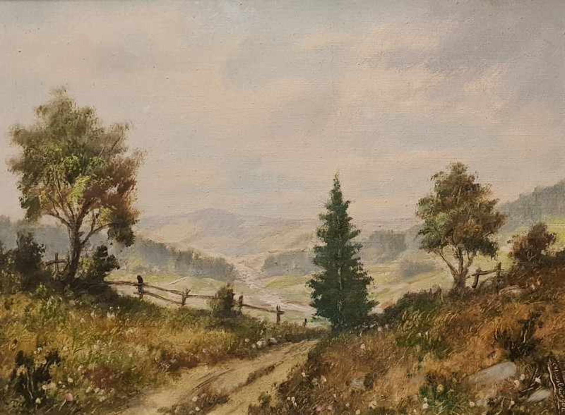 Landschaftsgemälde, Öl auf Leinwand , singiert , 20 Hälfte 20 Jh., Maße: 40x30 cm, gerahmt