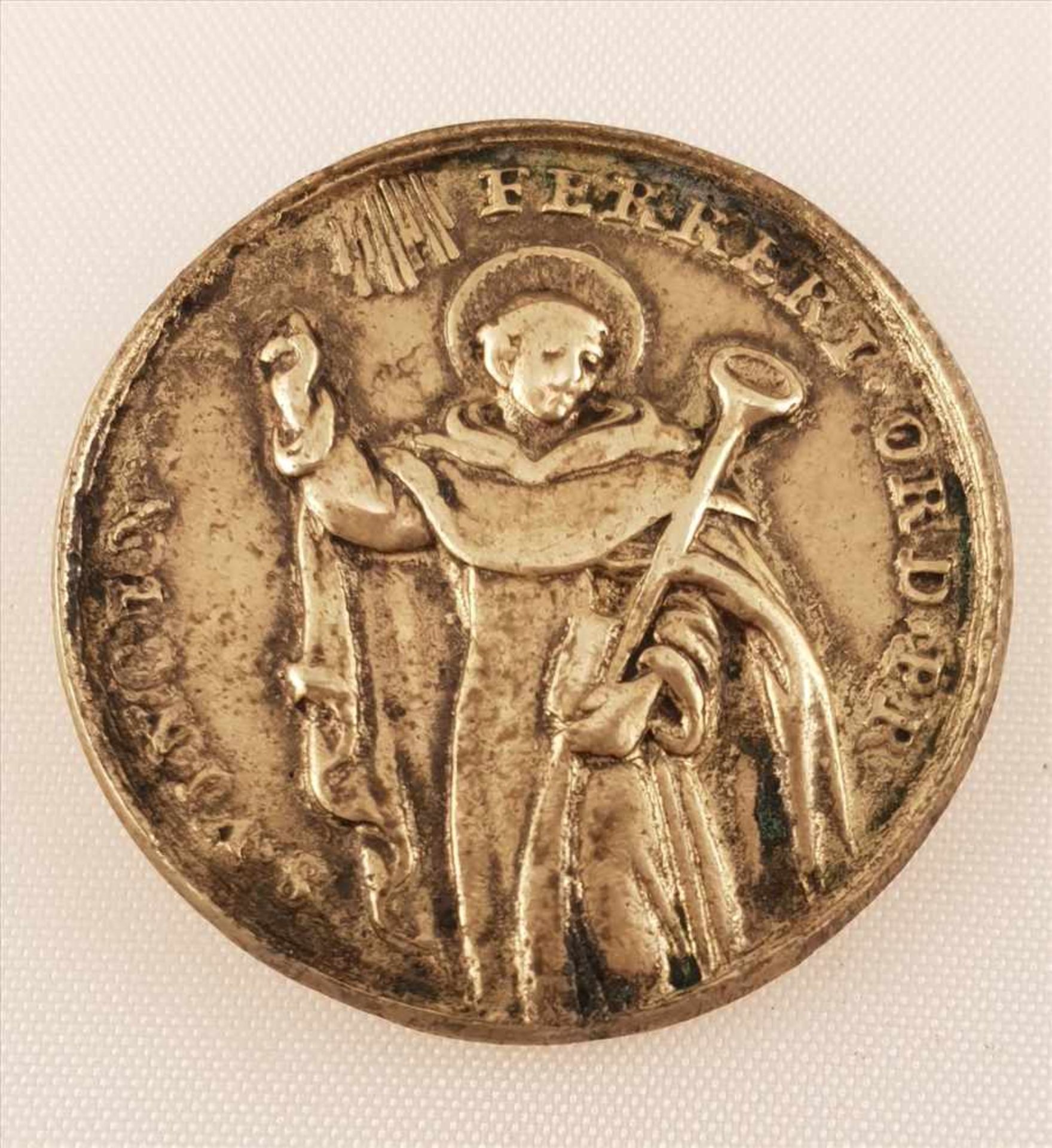 Medaille , S. Thomass de aqvino , S. Vincen Ferreri ord. Pr. , Messing , in Silberfassung (leicht