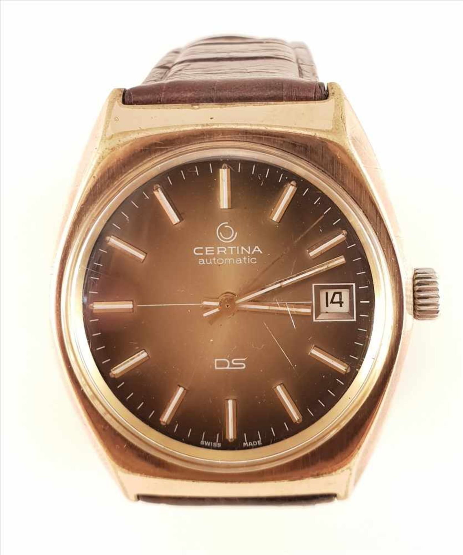 Certina DS Automatic ,Stahl vergoldet, Ref: 919 1410 25 , Caliber: 919-1 , ca.1976, 36x43mm, 61g ,