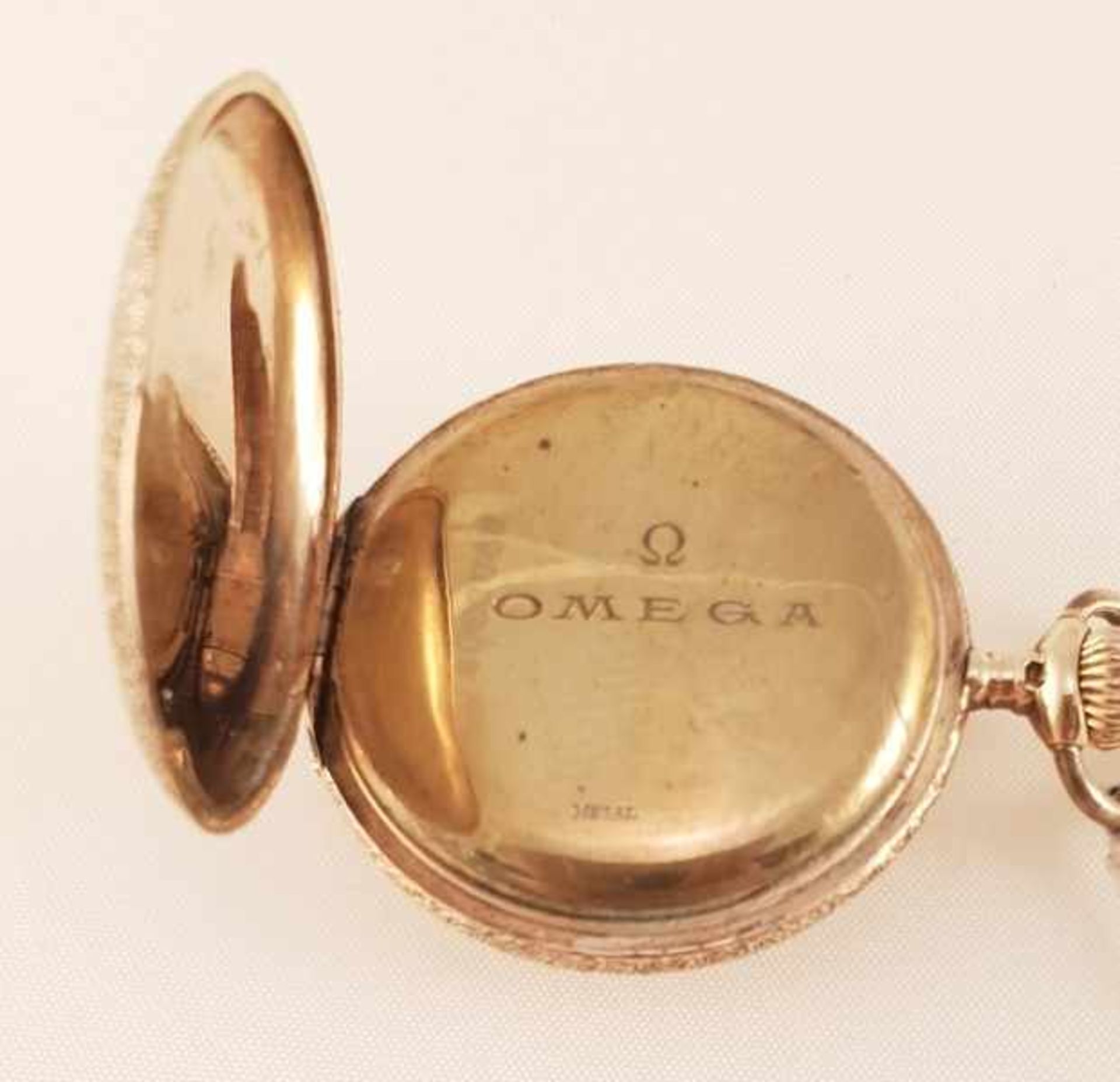 Omega Taschenuhr, Gold 585 , Gehäuse signiert : Omega, Staubschutzdeckel Met., Durchmesser - Bild 2 aus 3