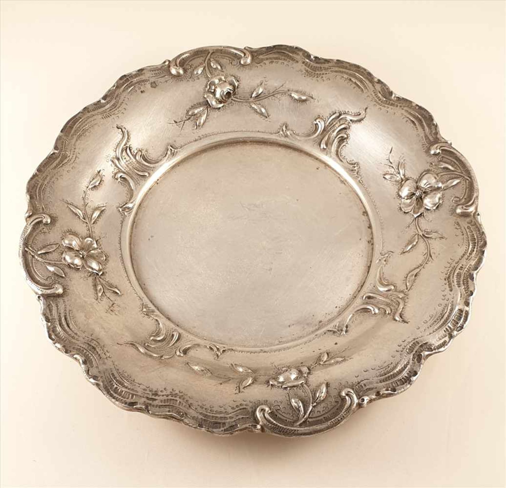 Teller, Silber 800 , Dianakopfmarke , 19Jhd., Gewicht: 155g, Durchmesser: 17cm ,