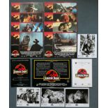 JURASSIC PARK LOT (1993) - Complete set of 8 x US/International Lobby Cards (11" x 14" - 28 x 35.5