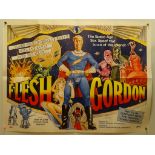 FLESH GORDON (1974) - UK Quad Film Poster - First Release - Uncensored version - Sam Peffer