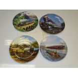 A GROUP OF FOUR RAILWAY RELATED PLATES FEATURING DIFFERENT STEAM LOCOMOTIVES AND VIEWS as lotted