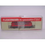 N GAUGE: A FLEISCHMANN 7337 GERMAN BR110 ELECTRIC LOCOMOTIVE IN DB RED LIVERY - VG/E IN VG BOX
