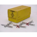 A GROUP OF DINKY AIRCRAFT TO INCLUDE: 3 X 70B/730 'HAWKER TEMPEST II' (ONE WITH PROPELLOR MISSING)