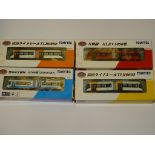 A GROUP OF N GAUGE ARTICULATED TRAMS (non powered) BY TOMYTEC - VG/E in G/VG boxes (4)