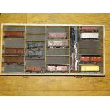 HO GAUGE: EUROPEAN OUTLINE: A wooden tray containing a quantity of European Outline wagons as lotted