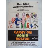 CARRY ON AGAIN DOCTOR (1969) - British One Sheet Movie Poster - ARNALDO PUTZU artwork - 27" x 40" (